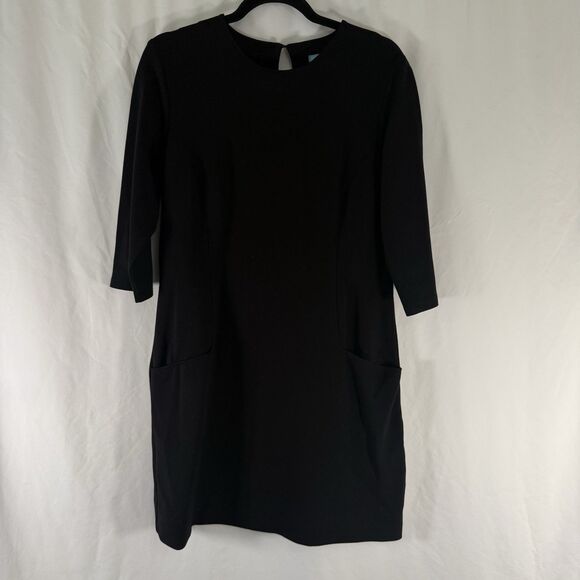 J. McLaughlin Dresses & Skirts - J McLaughlin Mini Dress Women's Large Black 3/4 Sleeve Round Neck Shift Pockets